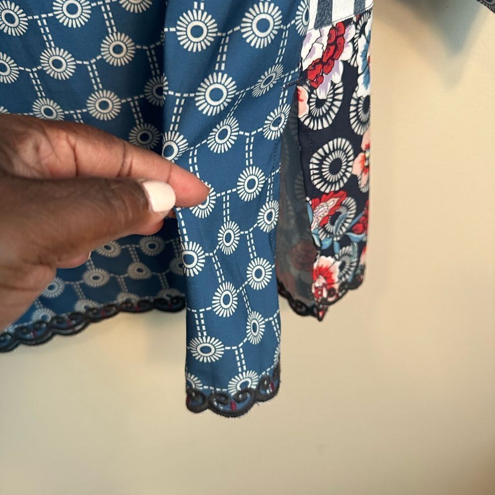 John Mark Mixed Pattern Oversized Tunic Blouse S - image 5